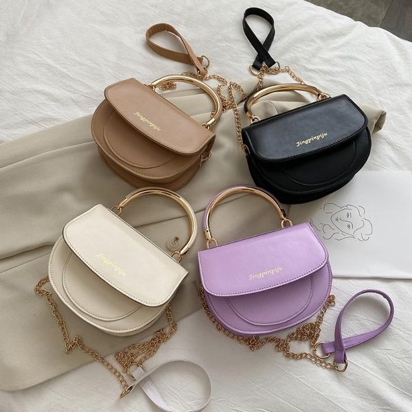 

женщины solid color crossbody сумка полукруг pu малая цепи плечо сумка