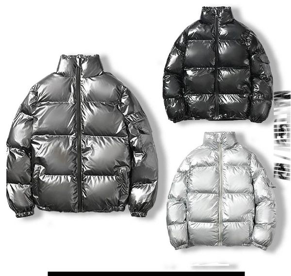

men's down & parkas winter cotton padded clothes zipper loose crew neck thickened fashionable business campus l017, Black