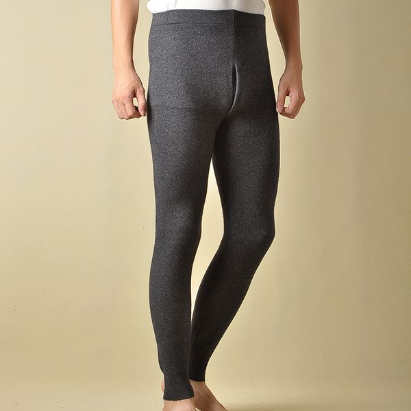

2021 new man thicken men's cashmere knitted warm male 93-105cm long woolen pants winter knitting leggings ws1m, Black