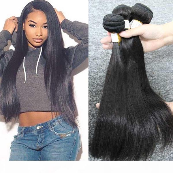 

100% unprocessed brazilian human hair extensions 3pcs lot peruvian human hair weave bundles straight hair extensions natural black, Black;brown