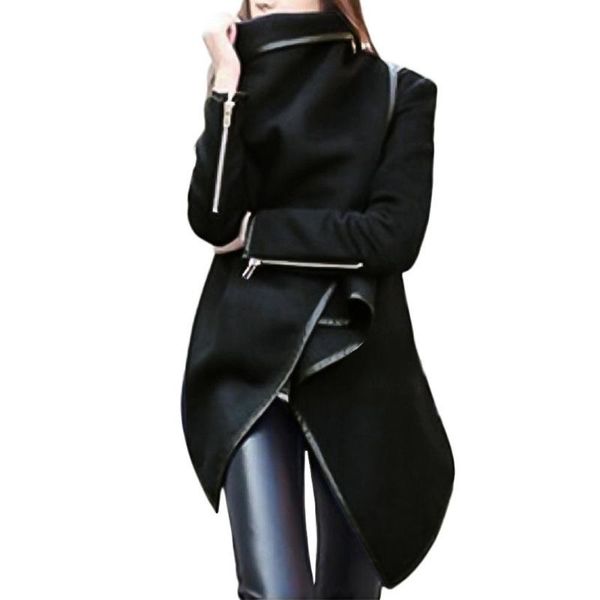 

woman jackets winter 2020 feminine coat warm irregular bow zippers sleeve long warm coat wool jacket parka windbreaker plus size, Black;brown