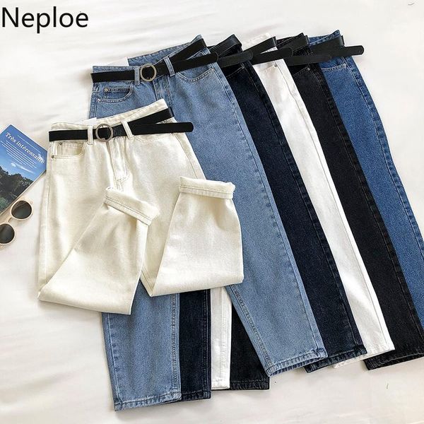 

neploe vintage jeans ankle women pants belt high waist korean chic causal trousers 2020 new solid harem pants feminimos 4d352, Black;white