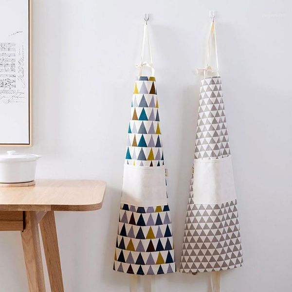 

aprons 2021 japanese cotton and linen apron oil-proof cooking waist home kitchen ladies fashion sleeveless gown1