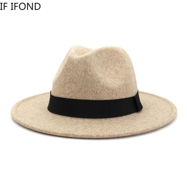 

fedora hat for women men wide brim winter wool felt hat vintage jazz fedora couple cap, Blue;gray