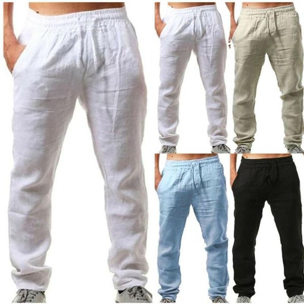 

summer men cotton trousers linho verao calcas dos homens com cordao loose pants men solids harem linen trousers pants1, Black