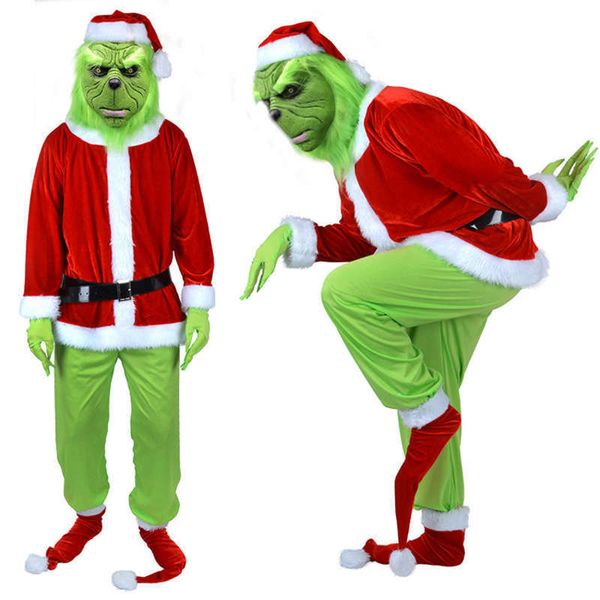 

green hair monster cos party suit costume christmas geek grinch, Black;gray