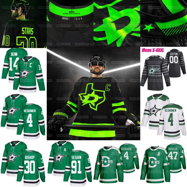 

dallas stars 2021 blackout third uniform jersey jamie benn tyler seguin kiviranta miro heiskanen john klingberg alexander radulov pavelski, Black;red