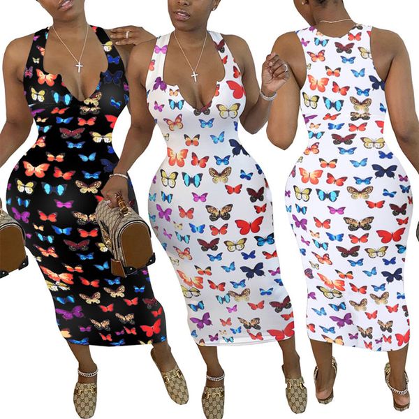 

chinese name: butterfly printed box nightclub clothing summer fashion women's fashion sun fashion spaghetti mulberry dress, Blue;black