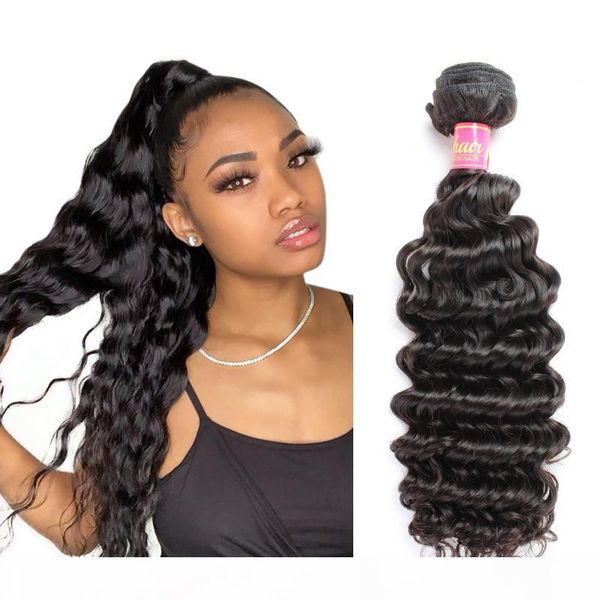 

bella hair 8-30 brazilian virgin hair bundles deep wave hair weaves double weft unprocessed natural color ing, Black