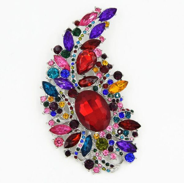 

huge brooch big clear crystals rhinestonee wedding bridal pins brooches new arrival stunning diamante women pin 2021, Gray