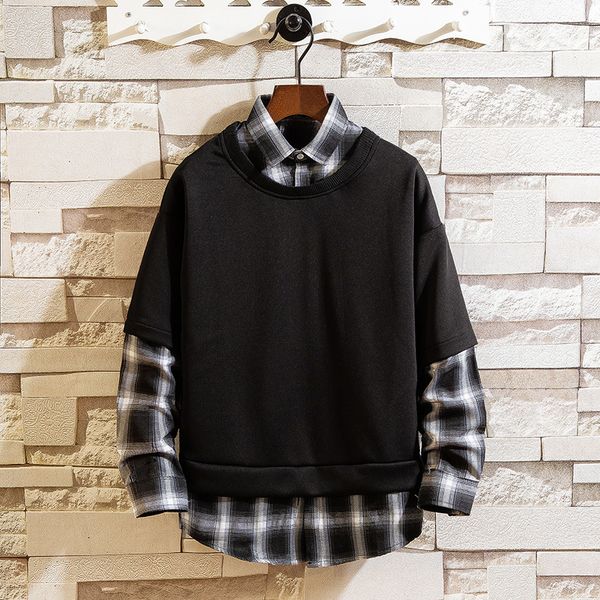 

2021 new autumn spring fashion oversized male tshirt parts long sleeve the neck shirt for man t 57yd, White;black