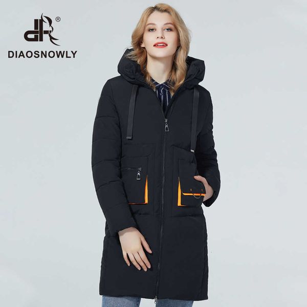 

diaosnowly fashion thick winter jacket women hooded coats and jackets long for women warm jacket winter outwear coat female winter 201118, Black