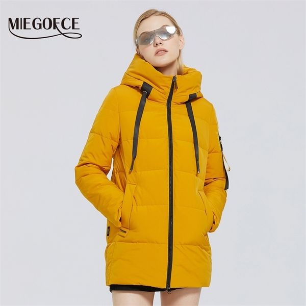 

miegofce winter new women's cotton clothing warm hooded jacket to reep warm windproof winter jacket female clothes parkas 201027, Black