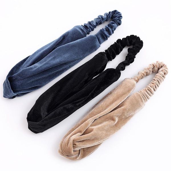 

new women girls winter velvet hair bands solid color headbands vintage cross turban bandage bandanas hairbands hair accessories q bbymig