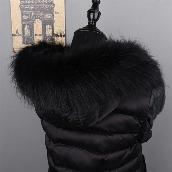 

ms.minshu genuine raccoon hood black color fox scarf big collar custom made hoodie fur trim y201007, Blue;gray