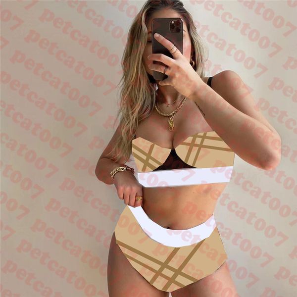

womens swimwear bikini set plaid print bra underwear padded push up ladies swimsuit