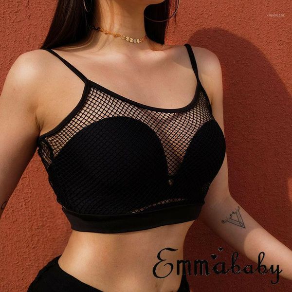 

selling black white mesh fishnet tank women hollow out stretch see through perspective bodycon crop streetwear1
