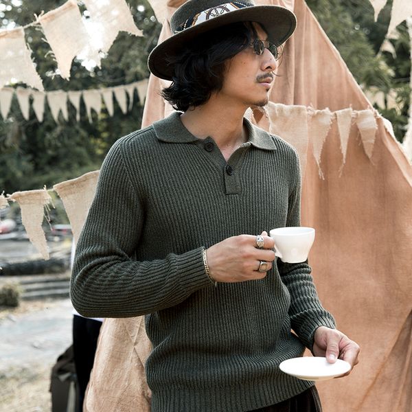 

soarin british lapel men's stripe polo t-shirt casual slim pullover sweater