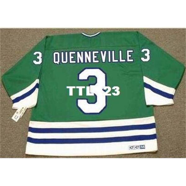 

men #3 joel quenneville hartford whalers 1988 ccm away hockey jersey or custom any name or number retro jersey, Black