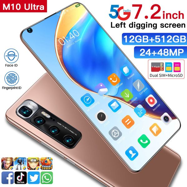 

new m10 ultra android smartphone 6.8-inch true perforated large screen hd smartphone
