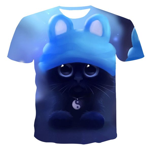 

new european style t-shirt playful cat series factory direct sales 3d print shirts funny funny anime men clothing