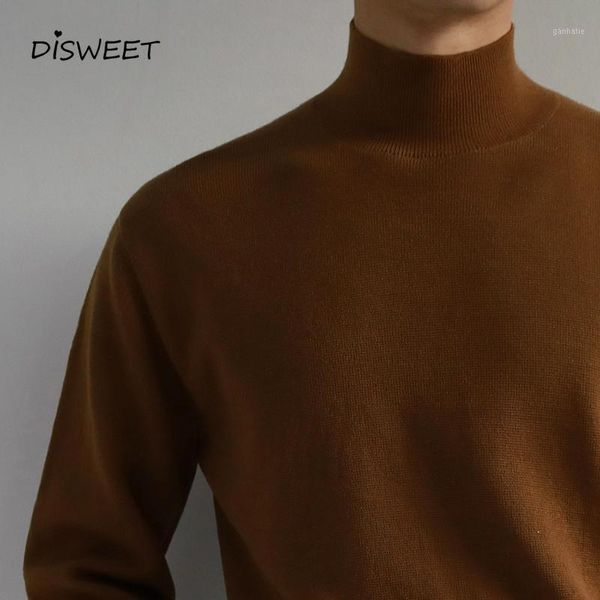 

turtleneck knitted sweater men korean sleeved tight warm sweater men's simple solid slim stretch men 20201, White;black