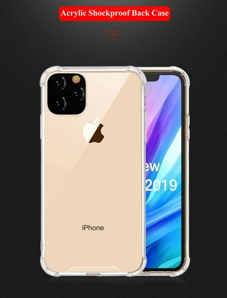 

for iphone 11 pro max xr note 10 pro transparent shockproof acrylic hybrid armor bumper soft tpu frame pc hard back case cover