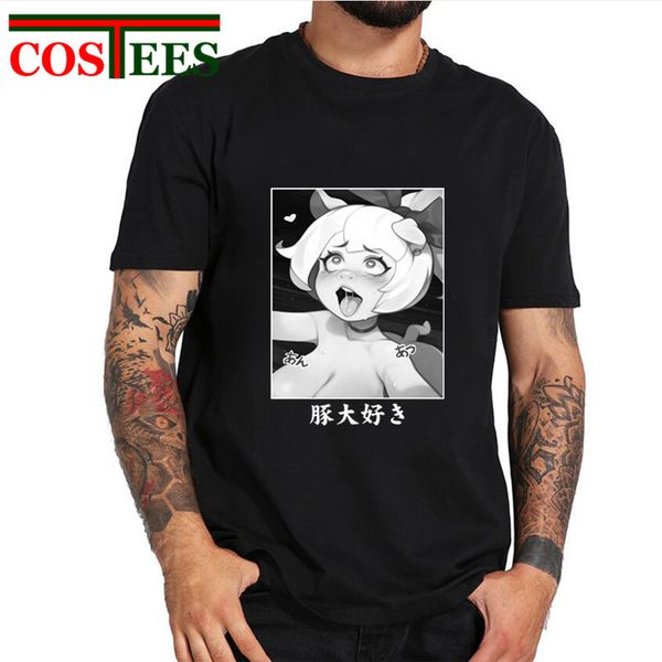 

sport i love pigs emelie ahegao funny men's t-shirt anime waifu t shirt women men 2018 new fashion waifu material tee shirt unisex