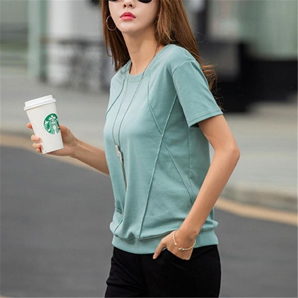 

women blouse short sleeve cotton shirt femele summer lady loose blusas femme white blue casual fashion clothing t9 y200622