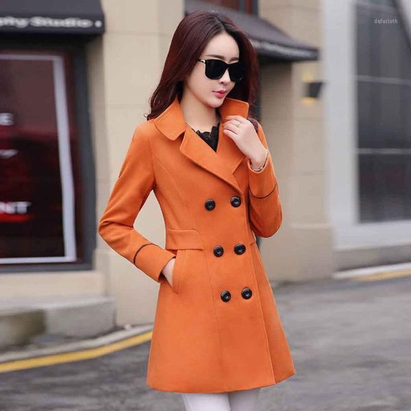 

women woolen coats winter trench coat fashion wool long coat women wool woat elegant bodycon double breasted coat#j311, Black
