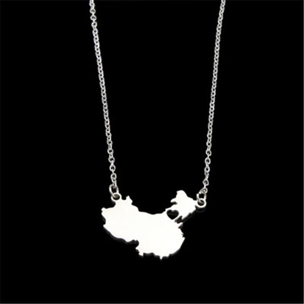 

pendant necklaces map of china silver color stainless steel jewelry gifts maps