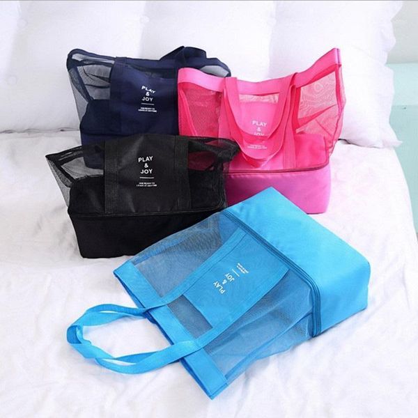 

waterproof thermal insulation bag handheld travel bag insulated cooler picnic mesh beach tote drink storage 351