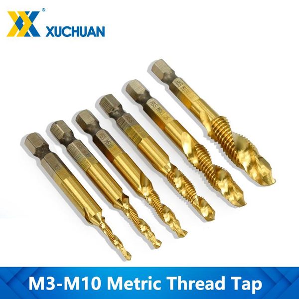 

thread tap tin coating hss screw tap drill bits m3-m10 taps threading tool hand thread taps hex shank spiral threading