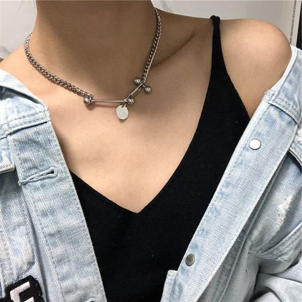 

chains 2021 nieuwe trend hip hop punk lock metalen ketting street beat claviculaire collier voor vrouwen meisjes partij sieraden, Silver