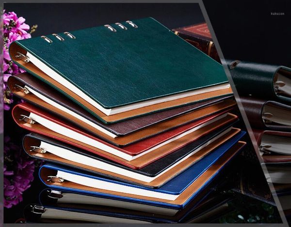 

notebook paper a4 a5 a6 b5 travelers business office high - end notebook leather travel diary stationery school supplies1, Purple;pink