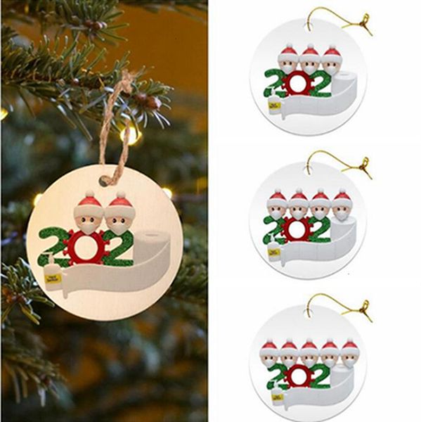 

2020 round quarantine christmas ornament decoration gift personalized family of 2 3 4 5 6 7 ornament hanging xmas tree decorations qwe