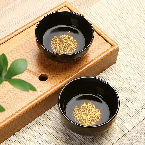 

gold leaf tea bowl бытовая дегустационный чайная изысканный чашки большой размер 100мл китайский чай чашка чашки вина bbykoj bwkf