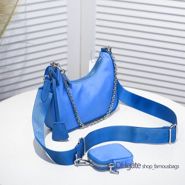 

pochette multi nylon re edition 2005 small blue pra chain shoulder crossbody hobo bag handbag lusso di design borse famousbags