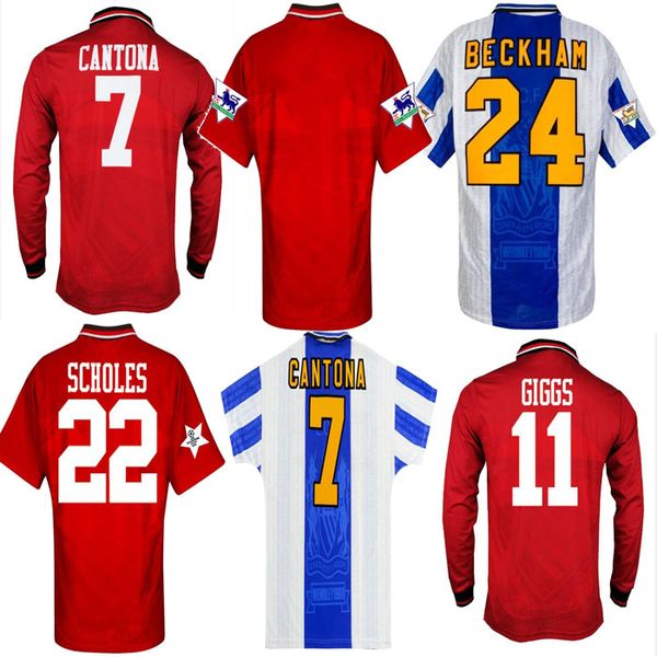 

1993 1994 1995 1996 beckham scholole keane giggs ретро футбол джерси 94 95 96 ince irwin cole hughes man classic home 3rd футбольная рубашка, Black;yellow