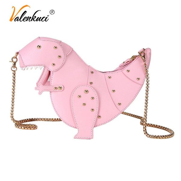 

funny 3d dinosaur bag cute rivet chain shoulder bags female 2020 mini leather chameleon crossbody bags for women girls bag gifts