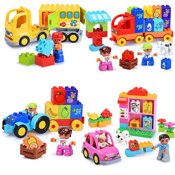 

first tractor farm market model diy cars building duploed blocks bricks toy children christmas gifts