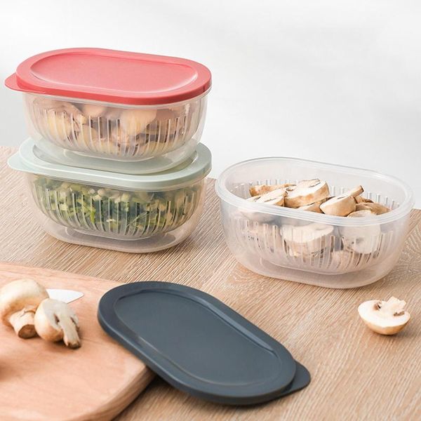 

storage bottles & jars box small size double-layer pp transparent draining water for refrigerator store vegetables fruits boxes