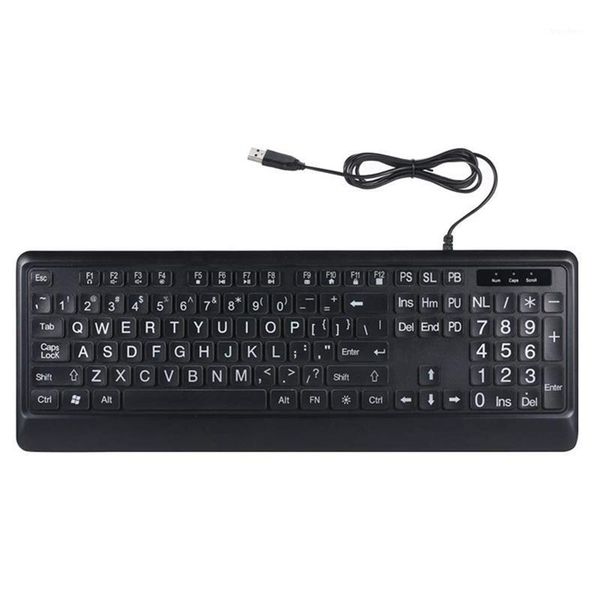 

large font print usb led backlit keyboard 104 keys standard full size computer keyboard - white backlit1