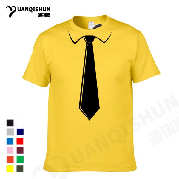 

sport yuanqishun brand мужские футболки колледжа стиль мода простой поддельный tie печати tuxedo tee tops cotton досуга короткие рукава tshi