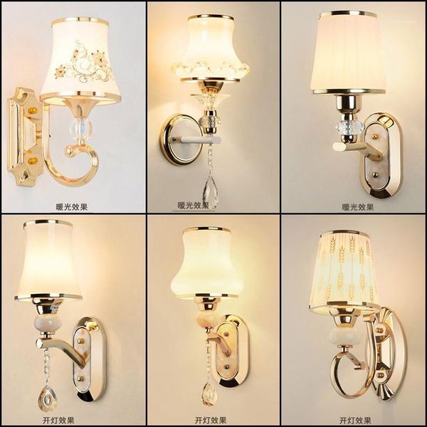 

wall lamp modern led crystal bedroom bedside european living room background stairs aisle lamps1
