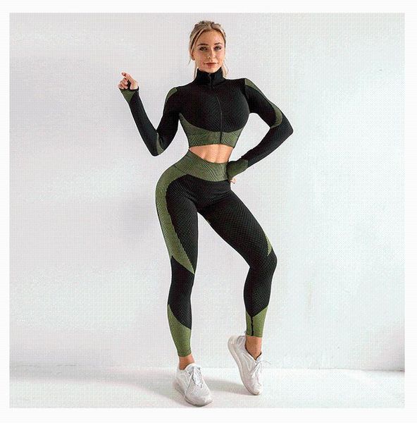 

yoga outfits sports suits seamless set women fitness clothing sportswear woman gym leggings shirts1, White;red