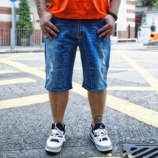 

summer large yards men's fashion loose straight casual jean shorts new style tide brand pocket male clothing plus size 44 46 481, Blue
