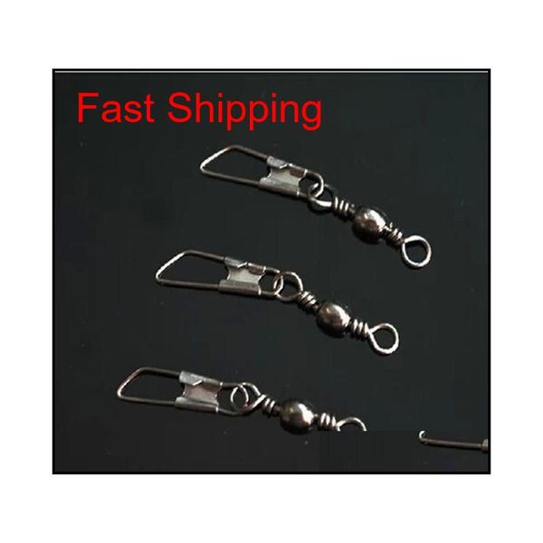 

200pcs/1lot 6# 8# 10# swivel connector high strength stainless steel fishing gear connector rolling swivel fishing gear ivyni