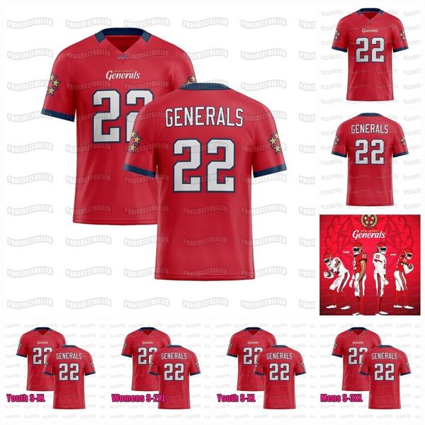 

generals 2022 new jersey usfl football jersey holmes young hill hamner mcghin ashley poole elston rivers, Black;red
