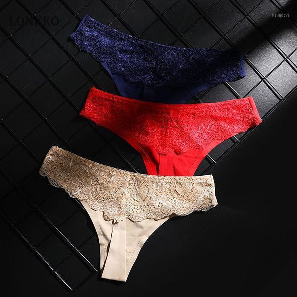 

lonkko ice silk thongs seamless panties ladies t back low-rise hollow lace women plus size lingere -xxl underwear1, Black;pink